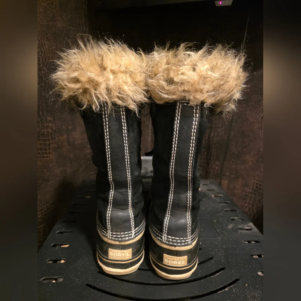 Sorel Black Winter Boots with Fur Trim - Picture 3 of 4